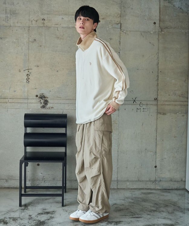 WEGO 【ユニセックス着用ITEM】USPOLOフリースハーフジッププルオーバー ホワイトその他