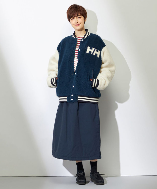 HELLY HANSEN 【リバーシブル・保温・ECO素材】ファイバーパイルリバーシブルバーシティージャケット アイボリー