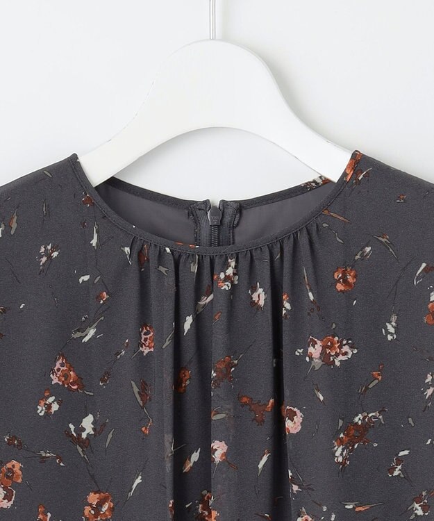 自由区 【洗える】オータムダリアプリント ワンピース オレンジ系