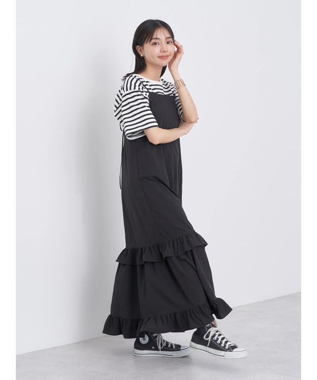 earth music&ecology ティアードキャミワンピース Black