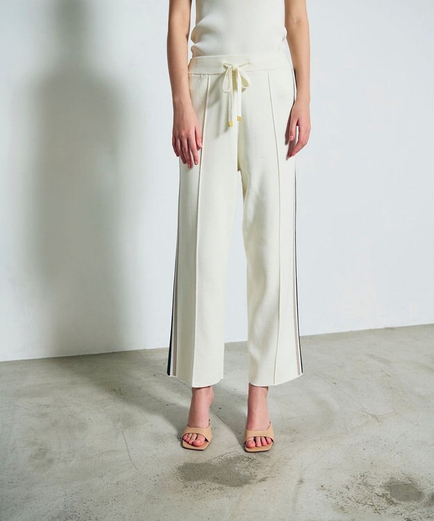 GRACE CONTINENTAL サイドラインニットパンツ ホワイト