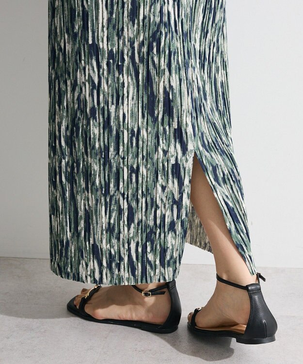 Green Parks 柄プリーツスカート Green