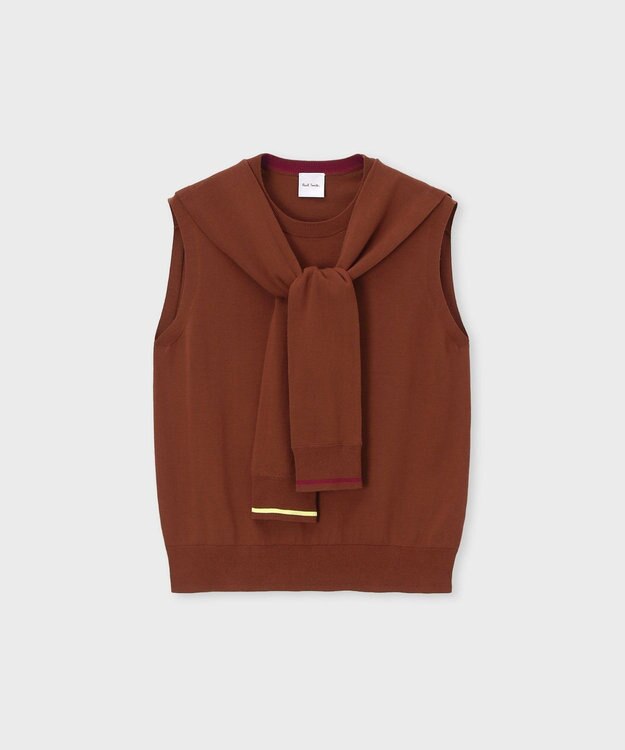 Paul Smith スリーブデザイン ノースリーブニット ブラウン
