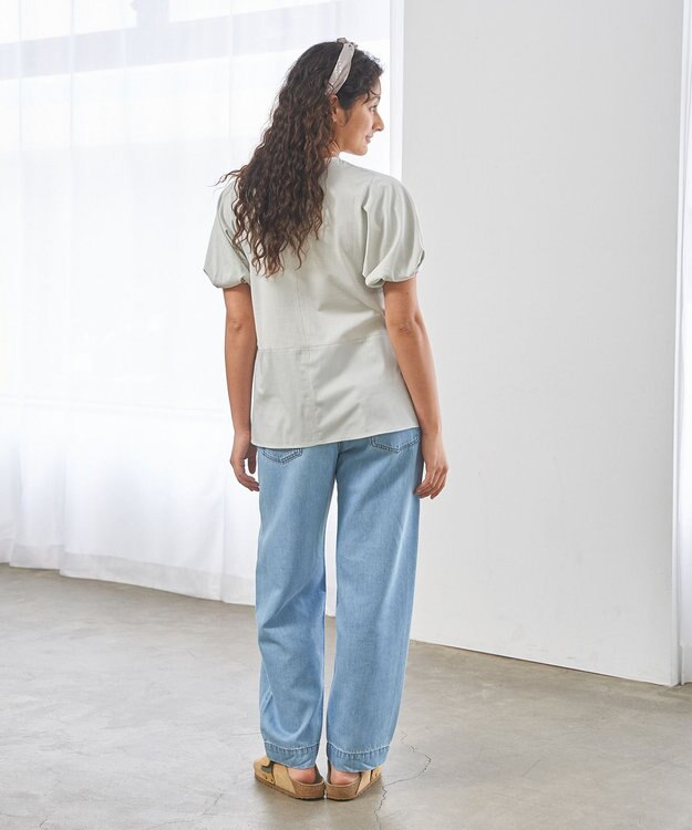 J.PRESS YORK STREET 【WOMEN】ファブリックヘムジャージ プルオーバー ライトグリーン系