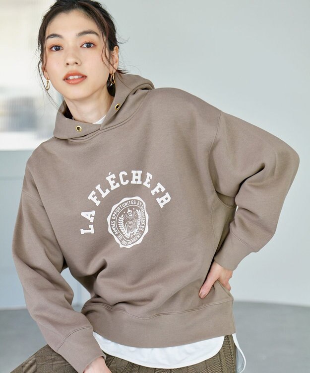 ANY 【洗濯機可能/サスティナブル】ロゴ裏起毛パーカー モカ