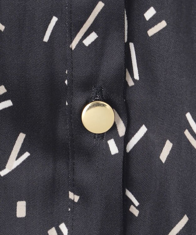 自由区 【洗える・XSサイズあり】ビンテージサテンプリント柄 ブラウス ブラック系5