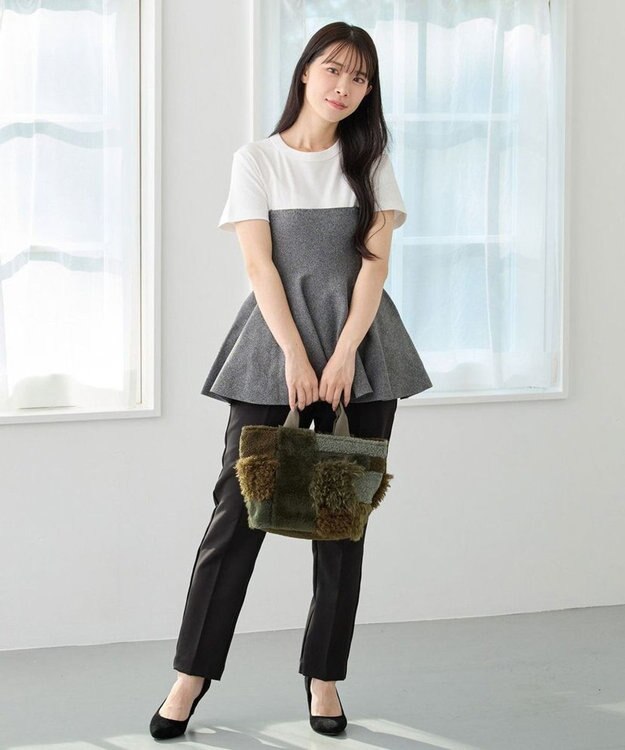 ROOTOTE 3652【フェイクファーのパッチワーク】SC.デリ.ツグツグ-A 02：カーキ