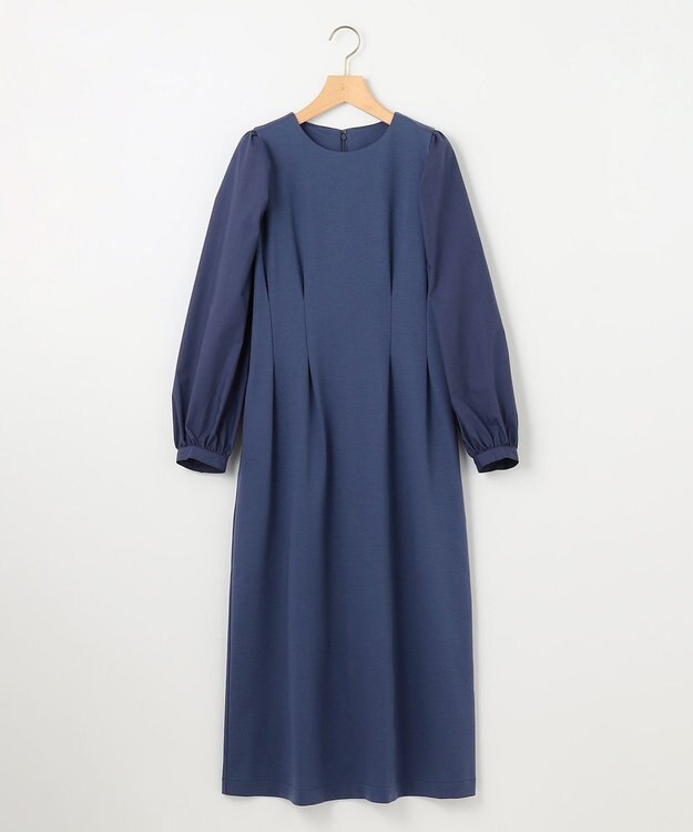 組曲 シャツスリーブポンチ ワンピース ブルー×ブルー系