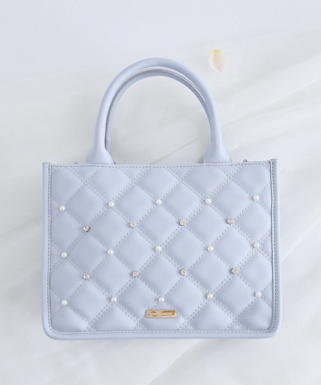 Maison de FLEUR パールビジューキルティングスクエアショルダー Light Blue
