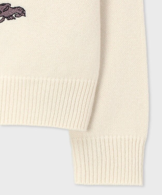 Paul Smith カラー エンブロイダリー クルーネック ニット ホワイト