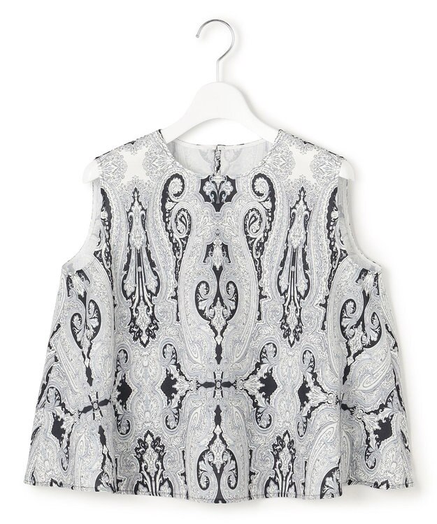 23区 L 【洗える】Ratti ドローイング ペイズリー プリント ブラウス ブラックプリント