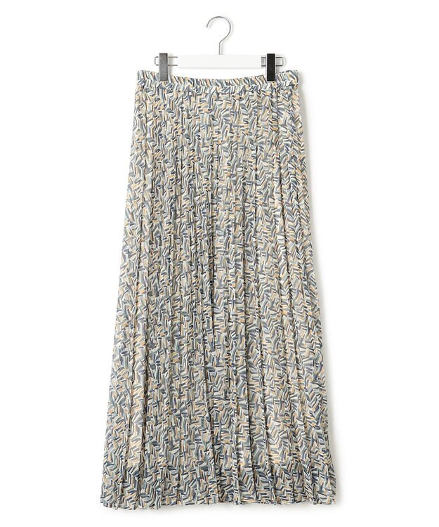 23区 【洗える】シアーヘリンボーンプリント プリーツ スカート ブループリント