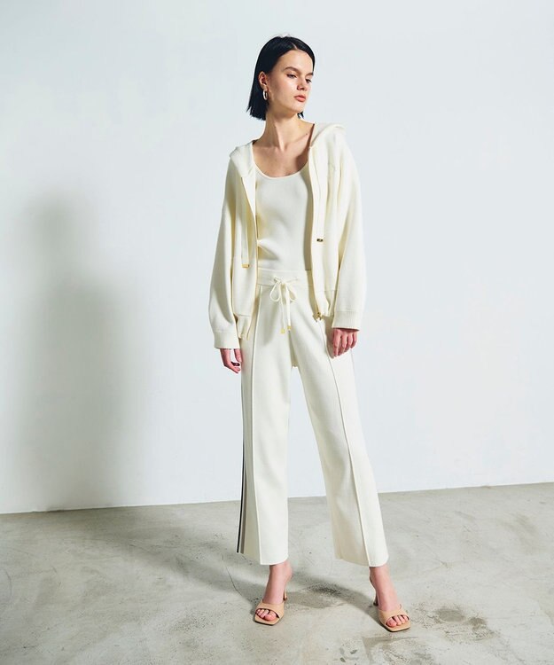 GRACE CONTINENTAL サイドラインニットパンツ ホワイト