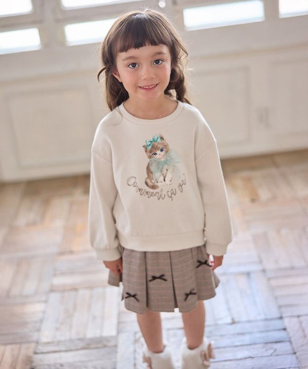 ANY KIDS ネコプリント トレーニャー エクリュ