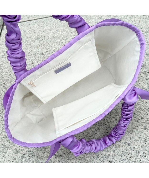 LA BAGAGERIE 【インスタグラマー Chiyoさん×LA BAGAGERIE】ギャザーリボンハンドルトート パープル