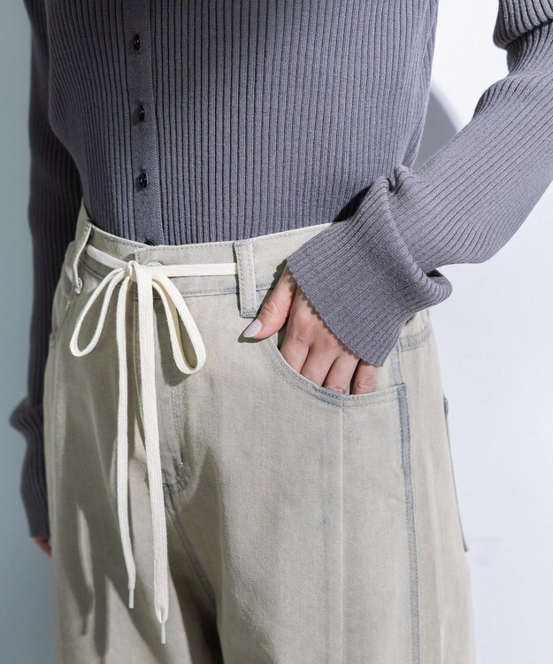 Green Parks コクーンシルエットデニムパンツ Gray Beige