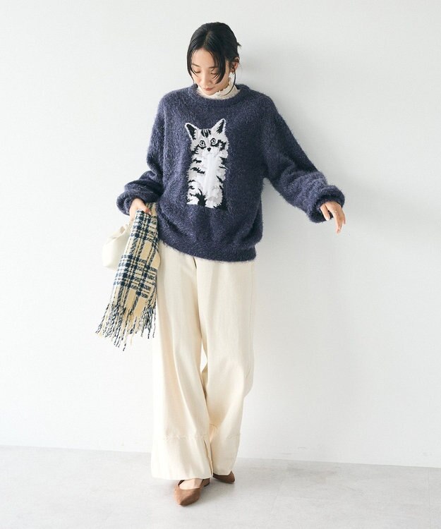 CRAFT STANDARD BOUTIQUE アニマルシャギーニットプルオーバー Navy
