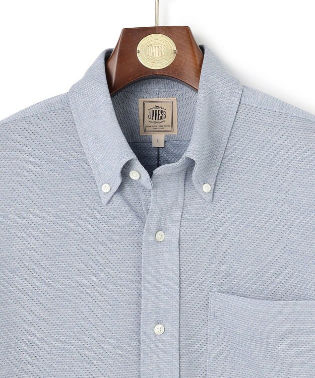 J.PRESS MEN ポロシャツのような快適な着心地【吸水速乾 / ストレッチ / 消臭 / ノンアイロン】エレスポジャージー ドレスシャツ / B.D. サックスブルー系