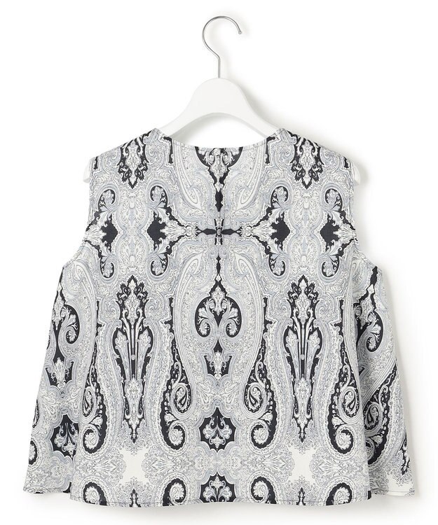 23区 L 【洗える】Ratti ドローイング ペイズリー プリント ブラウス ブラックプリント