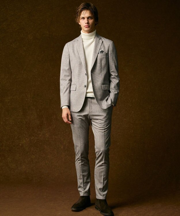 JOSEPH ABBOUD 【キングサイズ・ストレッチ/伸縮回復性】フランネルジャージージャケット ライトグレー系