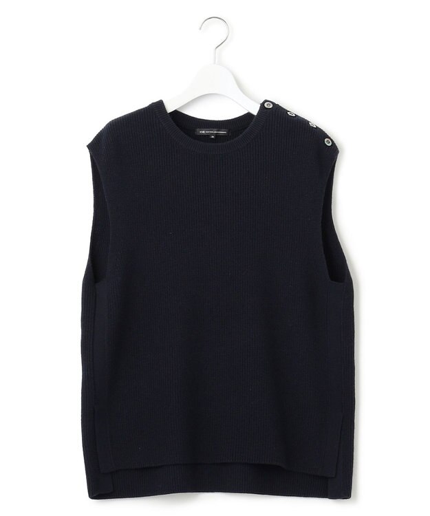 23区 【洗える】コットンカシミヤ ニットベスト ネイビー系
