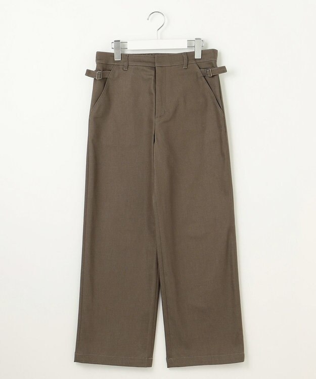 J.PRESS LADIES S 【洗える】ハイパワーデニムツイル ワイド パンツ カーキ系