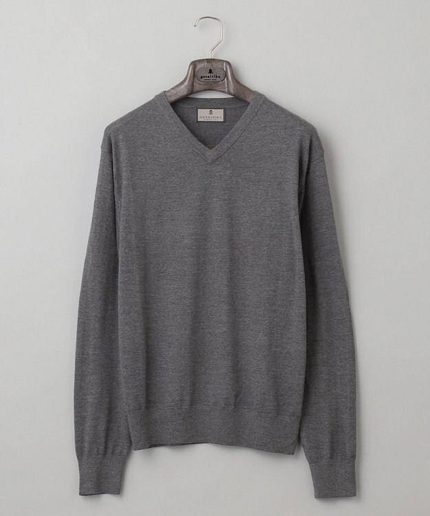 GOTAIRIKU 【家庭洗濯可能】イタリア糸 ハイゲージVネックニット グレー系