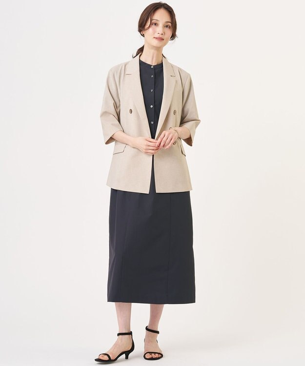 J.PRESS LADIES S BREEZ COOL トロ ハーフスリーブ ダブル ジャケット ベージュ系