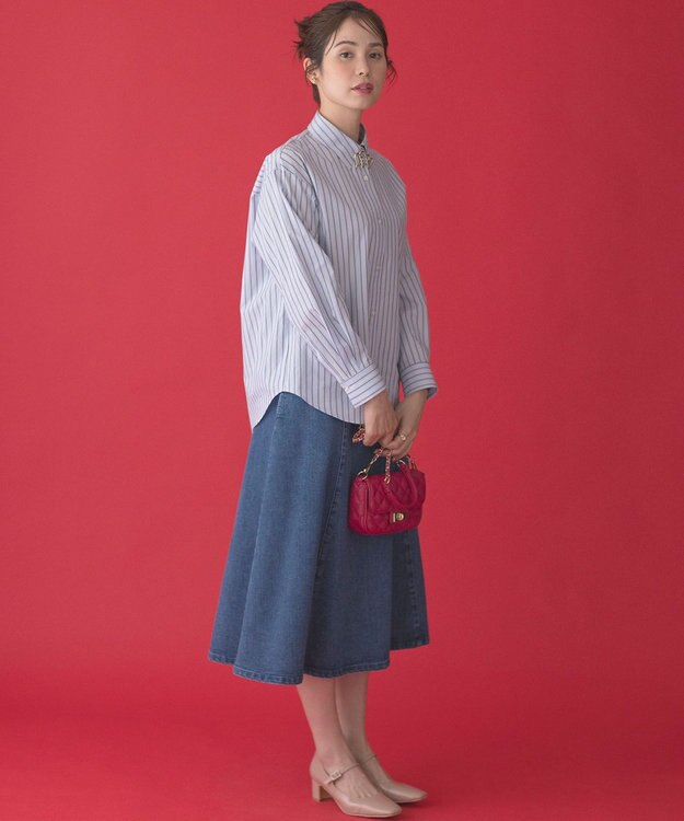 組曲 コットンシャーティング ベーシックシャツ サックスブルー系1