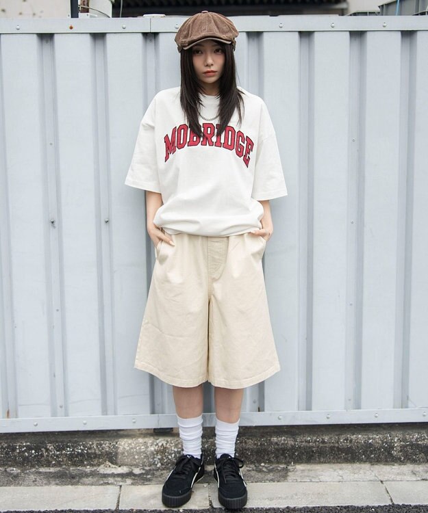 WEGO 【ユニセックス着用ITEM/ウエストゴム/SMLサイズ展開】イージーコットンハーフパンツ ナチュラル