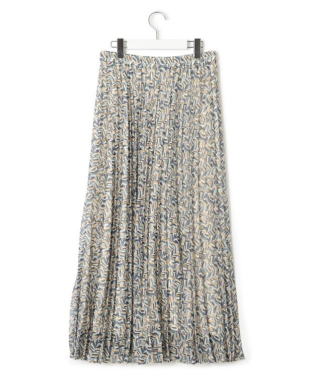 23区 【洗える】シアーヘリンボーンプリント プリーツ スカート ブループリント