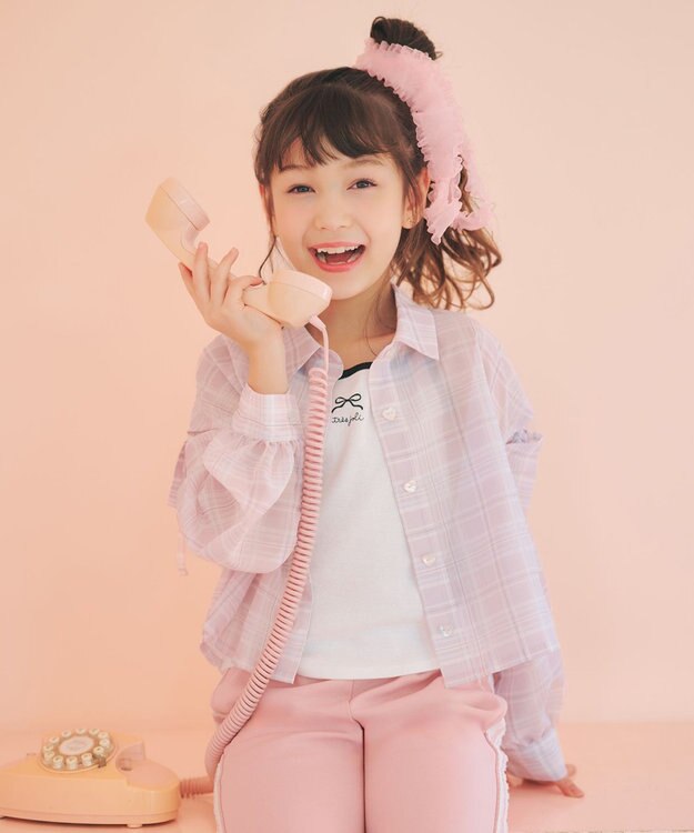 ANY KIDS シアーチェックシャツ ピンク