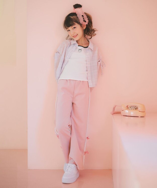 ANY KIDS シアーチェックシャツ ピンク