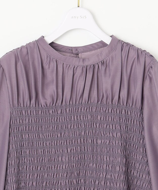 ANY SIS 【洗える】オーガンジーシャーリング ブラウス プラム