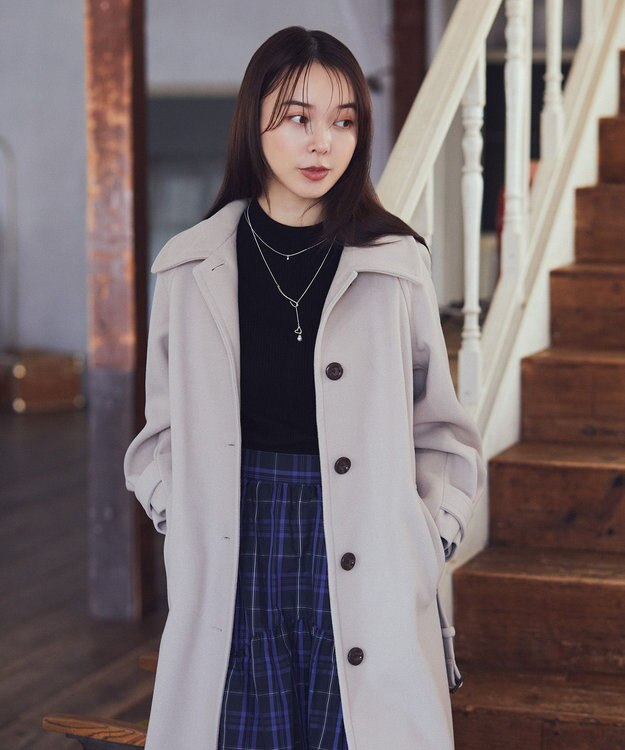 earth music&ecology 2WAYカラーロングコート ベージュ