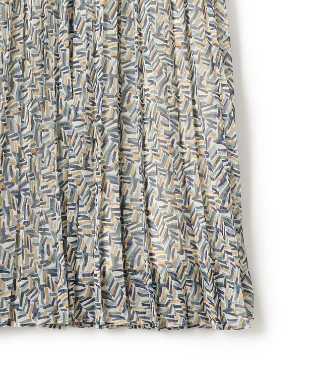 23区 【洗える】シアーヘリンボーンプリント プリーツ スカート ブループリント