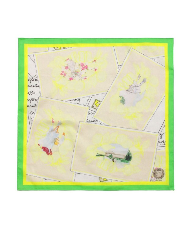 MOONBAT 【日本製】SWASH LONDON ポストカードプリント コットン スカーフハンカチ レモンイエロー