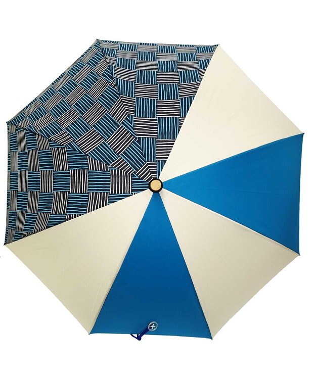 +RING 【UVカット95%以上】【UPF50＋】プラスリング レディース向け 晴雨兼用（長ショート） BLU/WHT T1295 白～オフホワイト