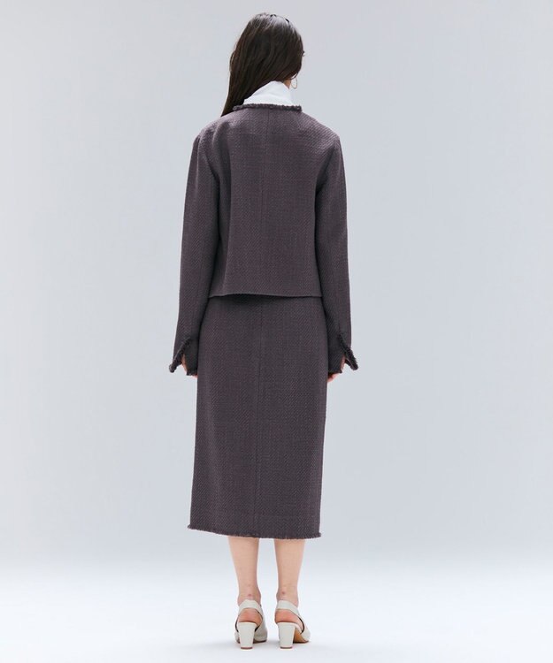 BEIGE， MULLIN / ウールツイードフロントベントスカート Warm Gray