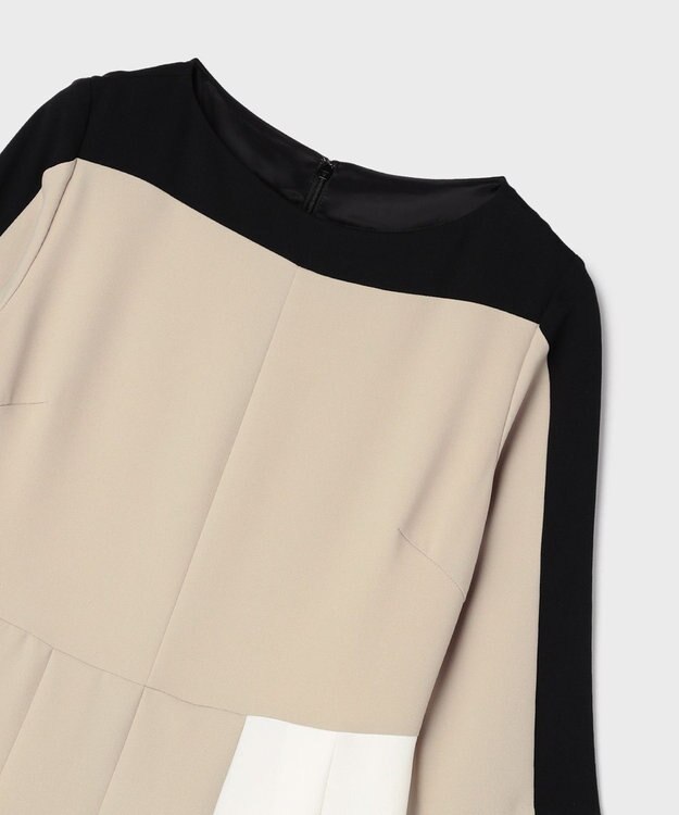 GRACE CONTINENTAL カラーブロックドレス ベージュ