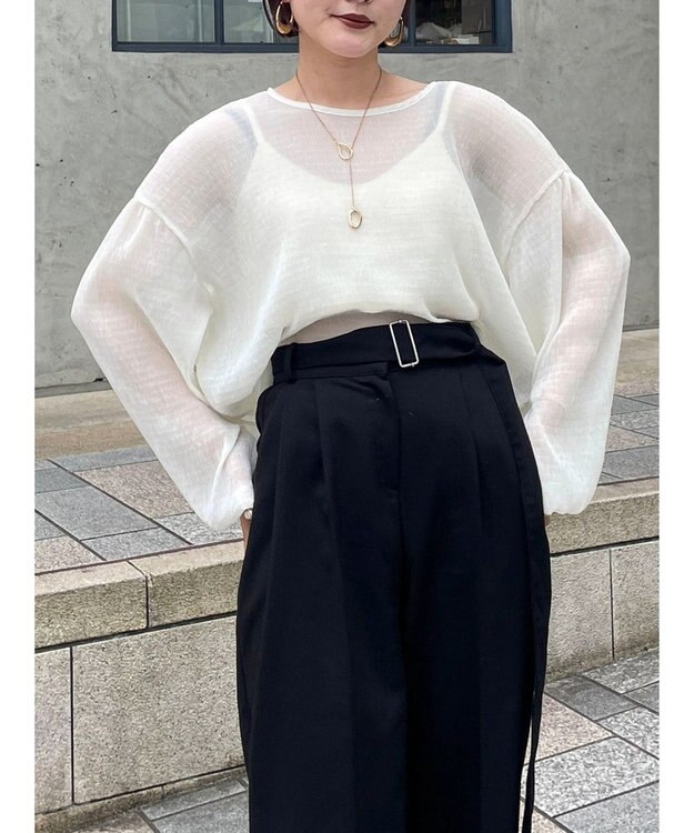 Green Parks 前後２Ｗａｙ　シフォンプリーツチュニック Ivory