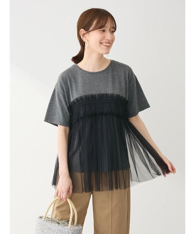 Green Parks ・ＥＬＥＮＣＡＲＥ　ＤＵＥ　チュールドッキングＴＥＥ Charcoal Gray