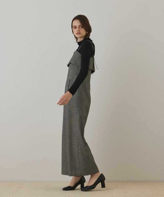 GRACE CONTINENTAL チドリツイードサロペット ブラック