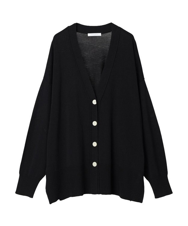Green Parks 洗える　ミドル丈カーディガン Black