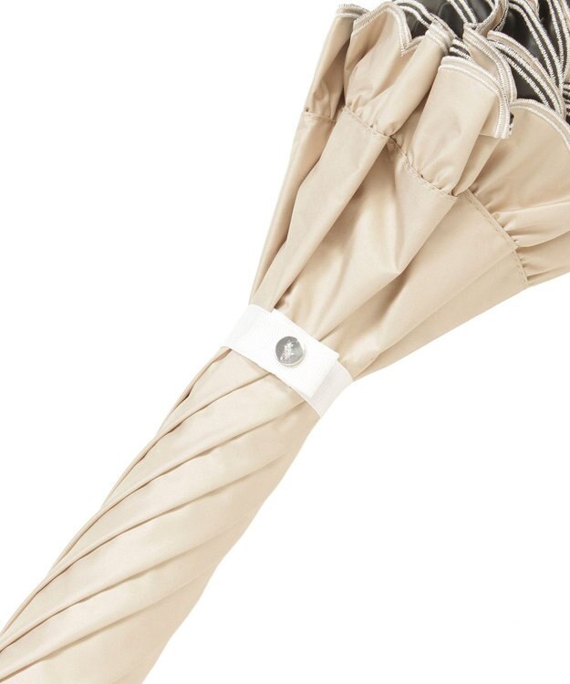 MOONBAT 【WEB限定/遮光率100%/遮熱/UV】POLO RALPH LAUREN（ポロ ラルフローレン）晴雨兼用日傘 ワンポイント ポロベア刺繍 フリル 長傘 ベージュ