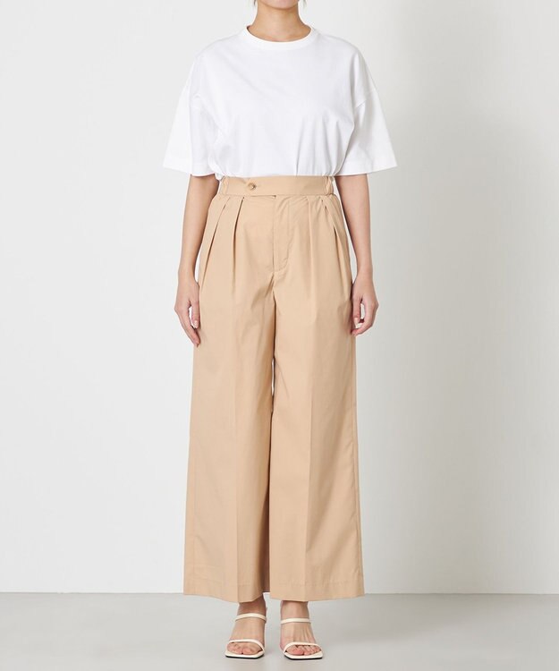 NAVE 【ReNave・セットアップ可/洗える/接触冷感/UVケア】コットンポリブロード パンツ ベージュ系