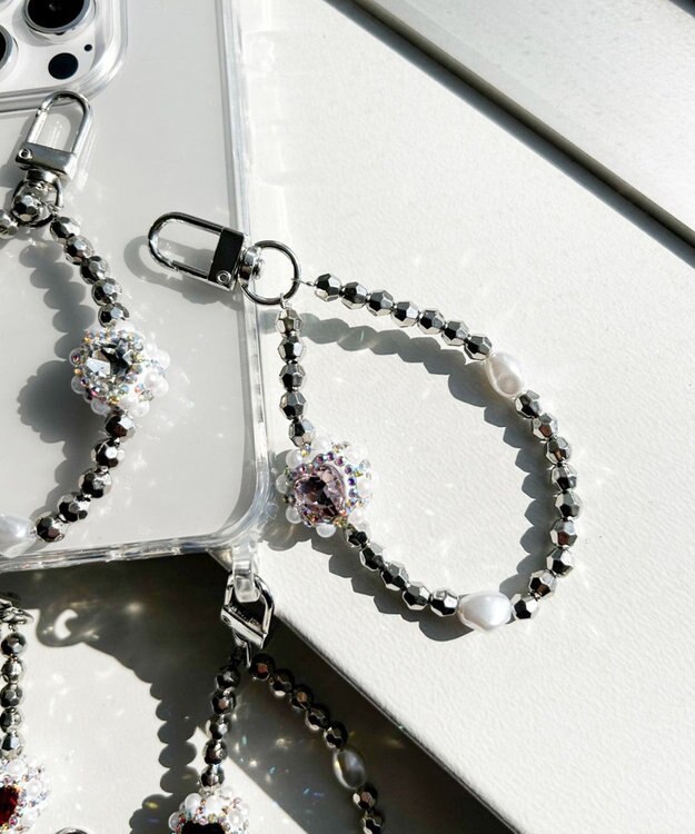 WEGO ハートビジューストラップキーホルダー ライトピンク