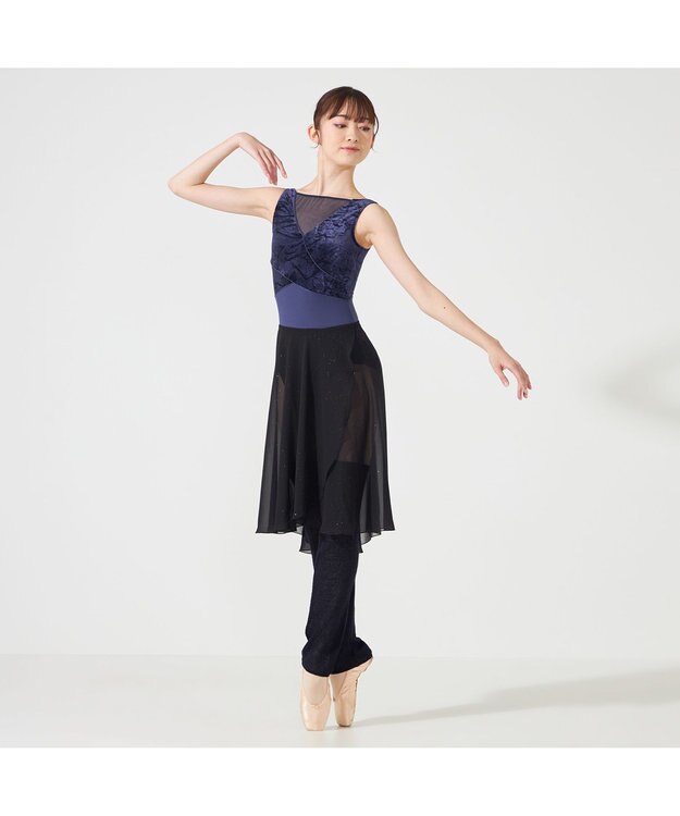 Chacott ◎【Nela ライン】ノースリーブレオタード ネイビー