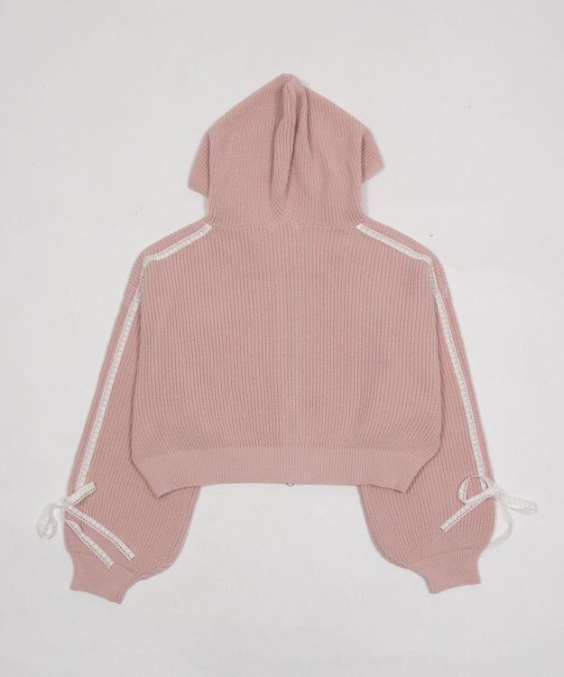 WEGO レースリボンニットパーカー ピンク