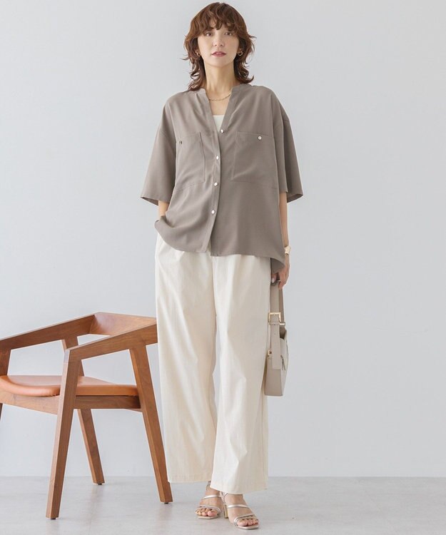 AMERICAN HOLIC 【WEB限定】ミリタリーWポケットスキッパーシャツ Gray Beige